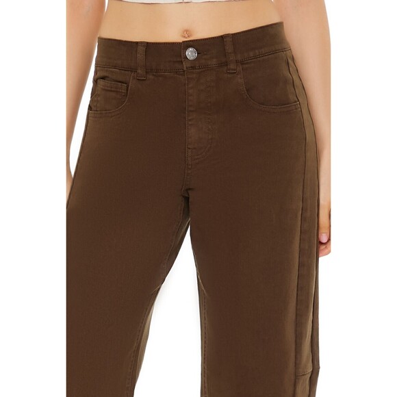 Forever 21 Baggy Twill High-Rise Ankle Jeans Women’s XL Olive Green Pants 35x26 - Picture 8 of 8